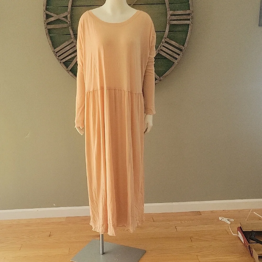 Free People Beach Cameron Elegant Peach Long Sleeve Maxi  Dress - Picture 2 of 15